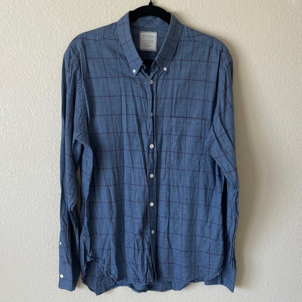 Billy Reid Standard Cut Button Down Shirt Men’s L Plaid Career Preppy Cotton